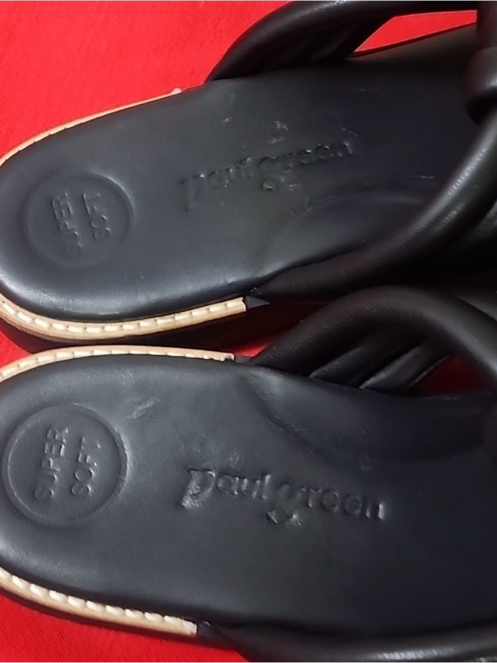 Paul Green Black Braided Leather Slide Sandals - Picture 3 of 5
